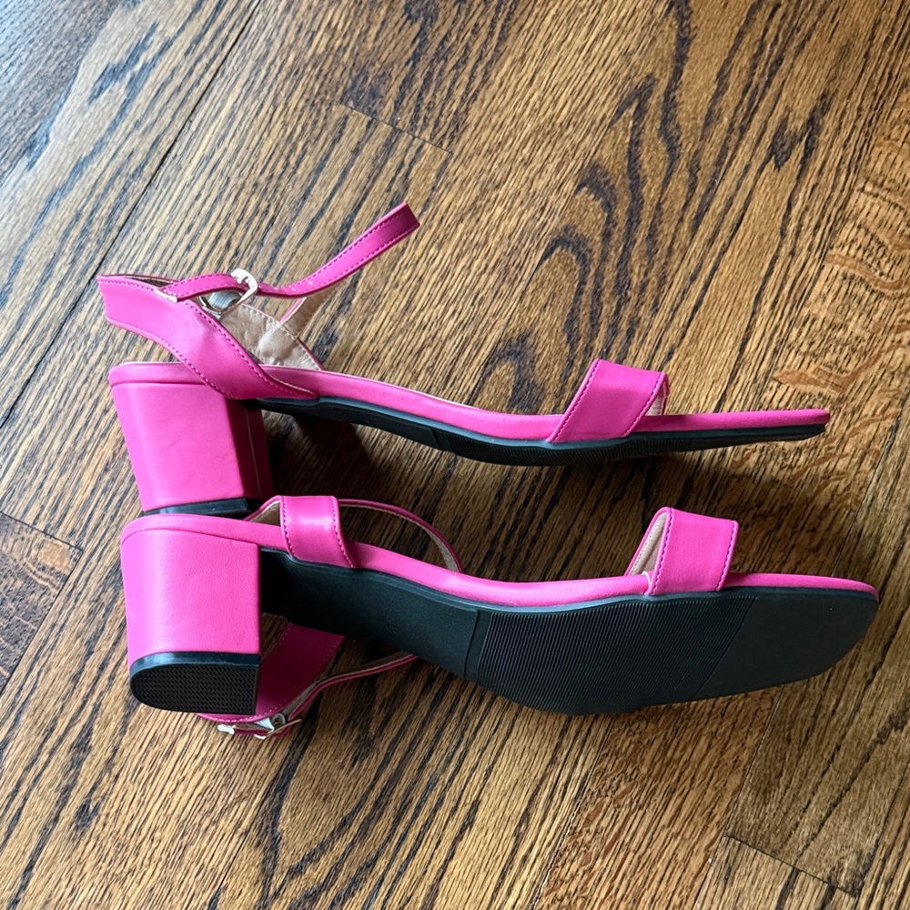 B33 Chic Fuchsia Women's 43 Adjustable Strap Sandals Block Heel - Picture 3 of 6